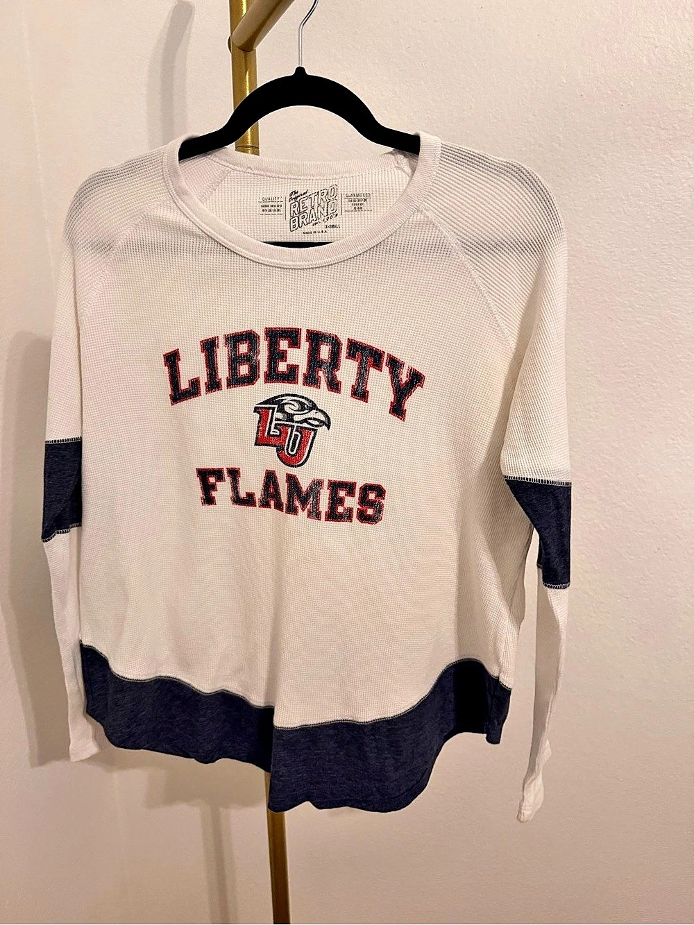 Retro Brand Liberty Flames Retro Brand Thermal Crewneck Thermal Crewneck White